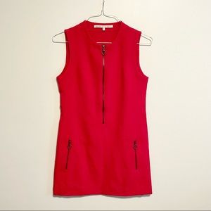 Rachel Roy Vibrant Red Sheath Dress Zipper Front Mini Dress A-Line
